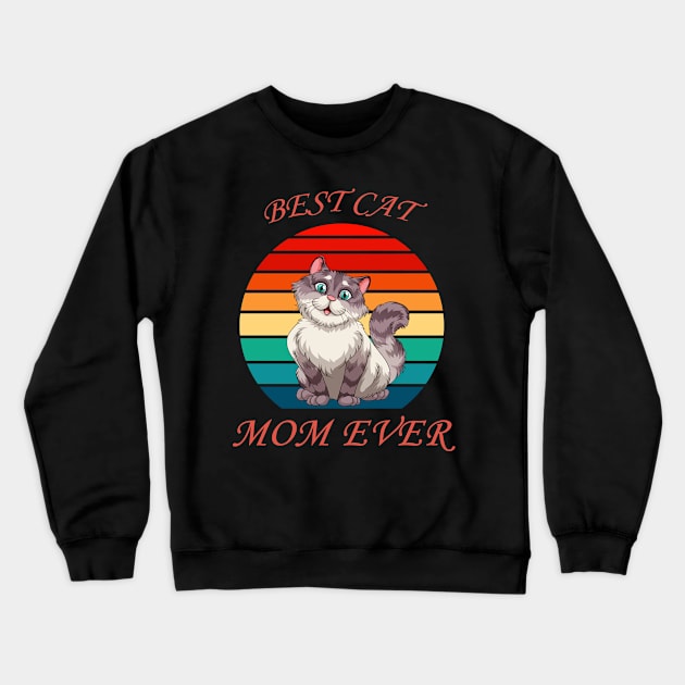 Vintage Best Cat Mom Ever Cat Mama Mother Gift for Women Crewneck Sweatshirt by Trendy_Designs